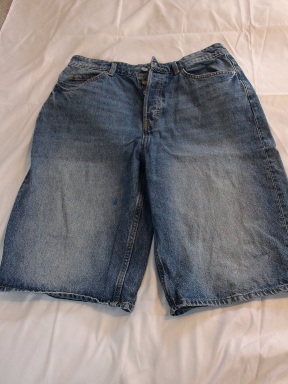 &Denim Baggy Bermuda Shorts High Waist Button-Fly Size 8